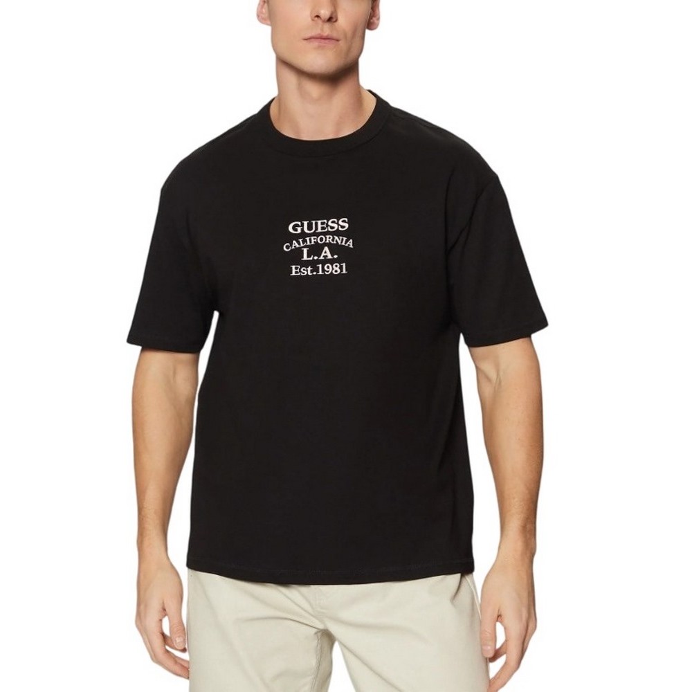 GUESS SS CN OVER EMBRO TEE T-SHIRT ΜΠΛΟΥΖΑ ΑΝΔΡΙΚΗ BLACK