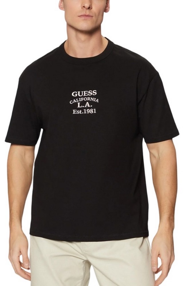 GUESS SS CN OVER EMBRO TEE T-SHIRT ΜΠΛΟΥΖΑ ΑΝΔΡΙΚΗ BLACK