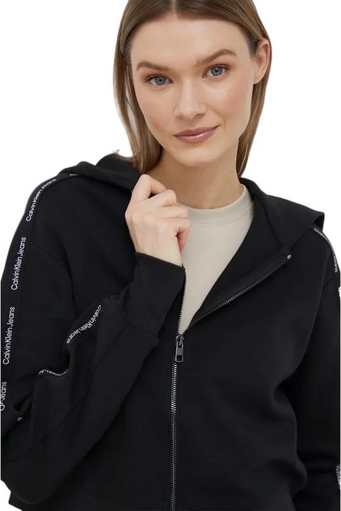 CALVIN KLEIN JEANS SLEEVES LOGO PIPING ZIP-THROUGH ΖΑΚΕΤΑ ΓΥΝΑΙΚΕΙΑ BLACK