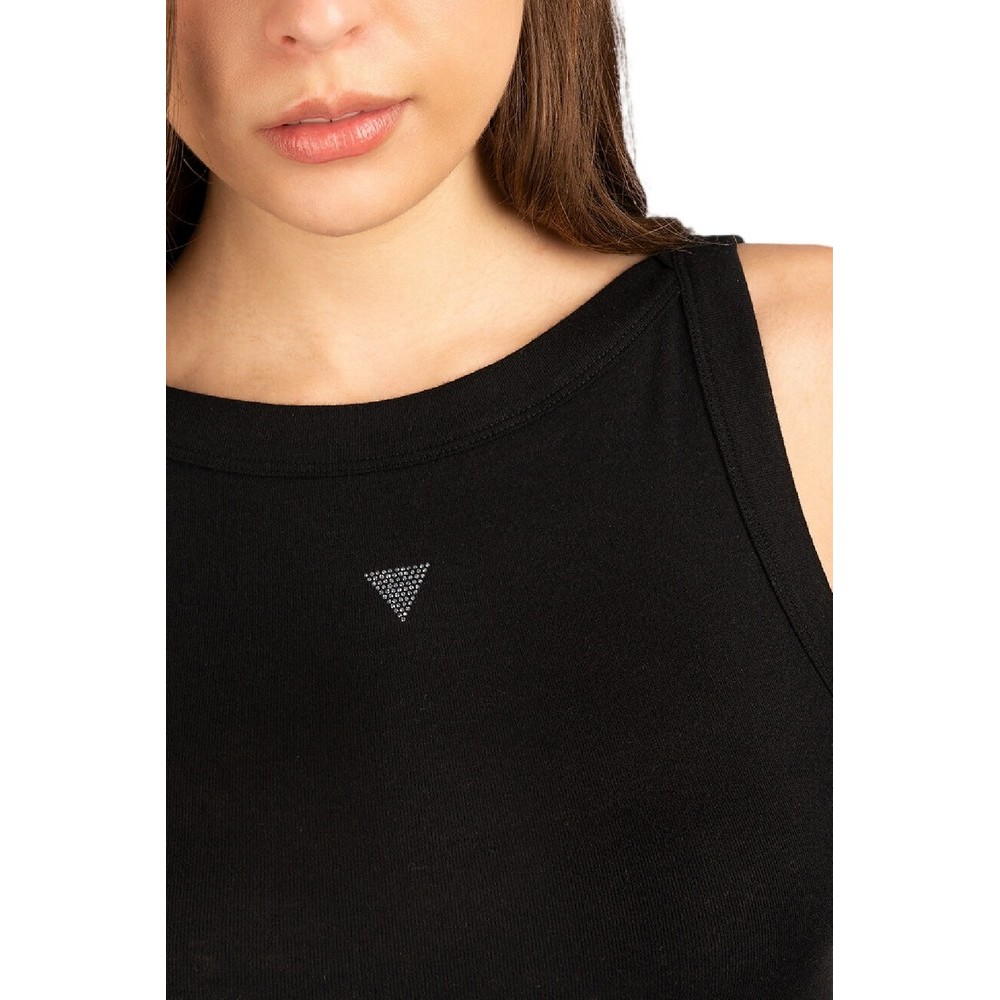 GUESS TINA RIBS TANK TOP ΤΟΠ ΜΠΛΟΥΖΑ ΓΥΝΑΙΚΕΙΑ BLACK