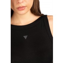 GUESS TINA RIBS TANK TOP ΤΟΠ ΜΠΛΟΥΖΑ ΓΥΝΑΙΚΕΙΑ BLACK