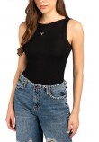GUESS TINA RIBS TANK TOP ΜΠΛΟΥΖΑ ΓΥΝΑΙΚΕΙΑ BLACK