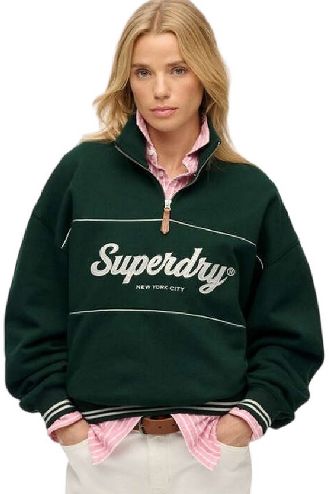 SUPERDRY D2 SDSW COUNTRY CLUB LOOSE 1/4 ZIP ΜΠΛΟΥΖΑ ΦΟΥΤΕΡ ΓΥΝΑΙΚΕΙΟ GREEN
