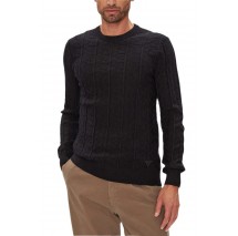 GUESS HERON CN LS MONOGRAM SWEATER ΠΛΕΚΤΟ ΑΝΔΡΙΚΟ BLACK