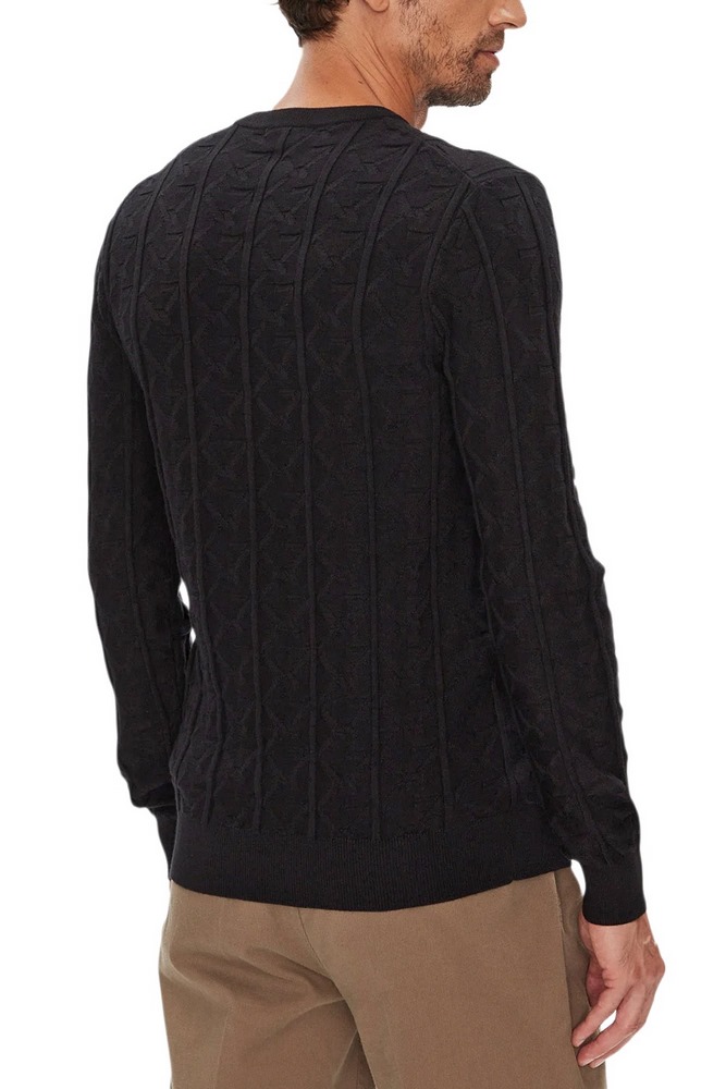 GUESS HERON CN LS MONOGRAM SWEATER ΠΛΕΚΤΟ ΑΝΔΡΙΚΟ BLACK