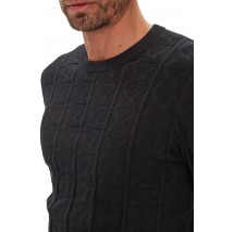 GUESS HERON CN LS MONOGRAM SWEATER ΠΛΕΚΤΟ ΑΝΔΡΙΚΟ BLACK