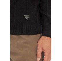 GUESS HERON CN LS MONOGRAM SWEATER ΠΛΕΚΤΟ ΑΝΔΡΙΚΟ BLACK