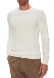 GUESS HERON CN LS MONOGRAM SWEATER ΠΛΕΚΤΟ ΑΝΔΡΙΚΟ WHITE