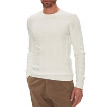 GUESS HERON CN LS MONOGRAM SWEATER ΠΛΕΚΤΟ ΑΝΔΡΙΚΟ WHITE