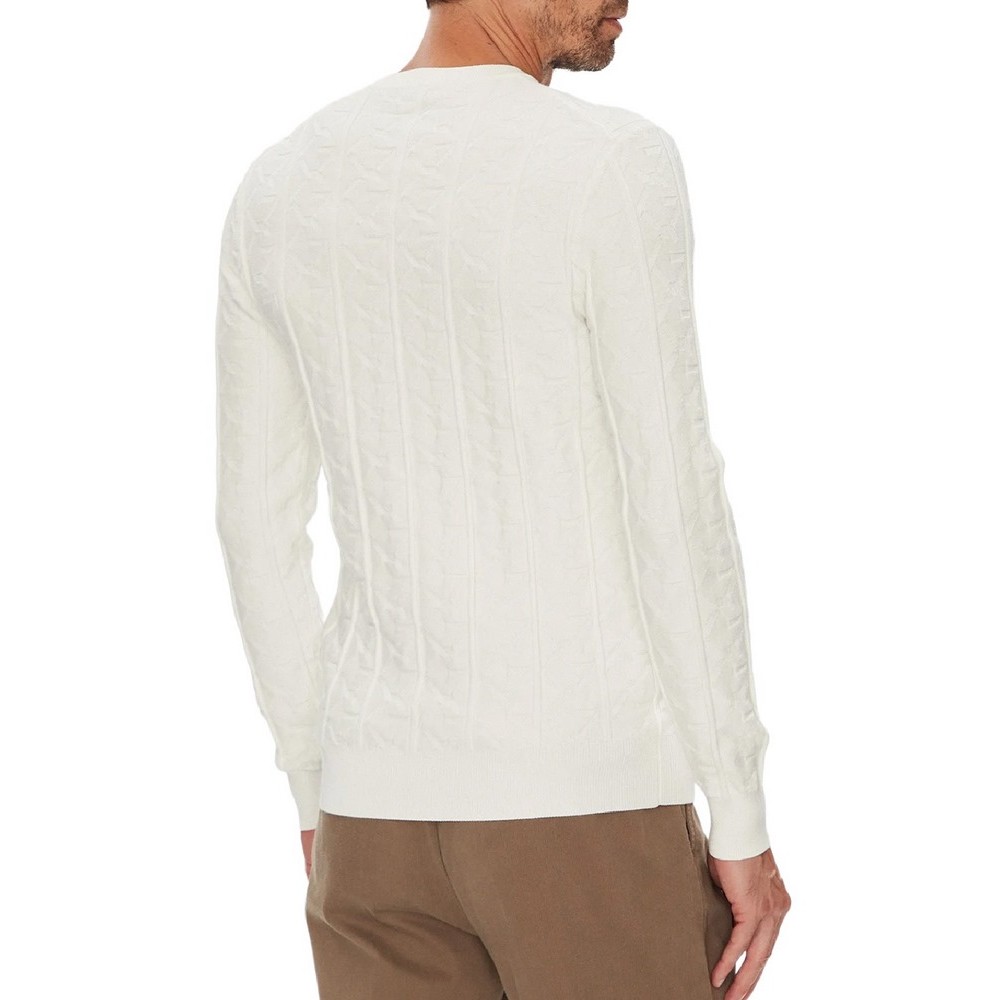 GUESS HERON CN LS MONOGRAM SWEATER ΠΛΕΚΤΟ ΑΝΔΡΙΚΟ WHITE