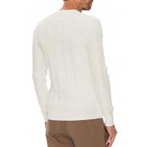 GUESS HERON CN LS MONOGRAM SWEATER ΠΛΕΚΤΟ ΑΝΔΡΙΚΟ WHITE