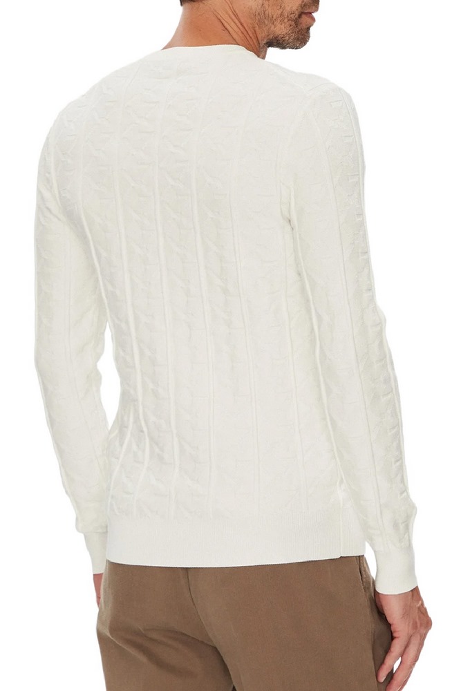 GUESS HERON CN LS MONOGRAM SWEATER ΠΛΕΚΤΟ ΑΝΔΡΙΚΟ WHITE