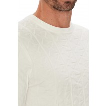 GUESS HERON CN LS MONOGRAM SWEATER ΠΛΕΚΤΟ ΑΝΔΡΙΚΟ WHITE