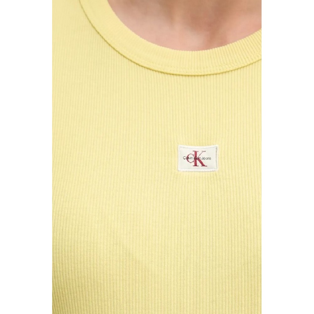CALVIN KLEIN JEANS WASHED WOVEN LABEL RIB FIT TEE T-SHIRT ΜΠΛΟΥΖΑ ΓΥΝΑΙΚΕΙΑ LIME