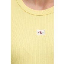 CALVIN KLEIN JEANS WASHED WOVEN LABEL RIB FIT TEE T-SHIRT ΜΠΛΟΥΖΑ ΓΥΝΑΙΚΕΙΑ LIME