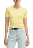 CALVIN KLEIN JEANS WASHED WOVEN LABEL RIB FIT TEE T-SHIRT ΜΠΛΟΥΖΑ ΓΥΝΑΙΚΕΙΑ LIME