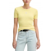CALVIN KLEIN JEANS WASHED WOVEN LABEL RIB FIT TEE T-SHIRT ΜΠΛΟΥΖΑ ΓΥΝΑΙΚΕΙΑ LIME