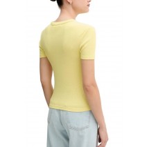 CALVIN KLEIN JEANS WASHED WOVEN LABEL RIB FIT TEE T-SHIRT ΜΠΛΟΥΖΑ ΓΥΝΑΙΚΕΙΑ LIME