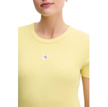 CALVIN KLEIN JEANS WASHED WOVEN LABEL RIB FIT TEE T-SHIRT ΜΠΛΟΥΖΑ ΓΥΝΑΙΚΕΙΑ LIME