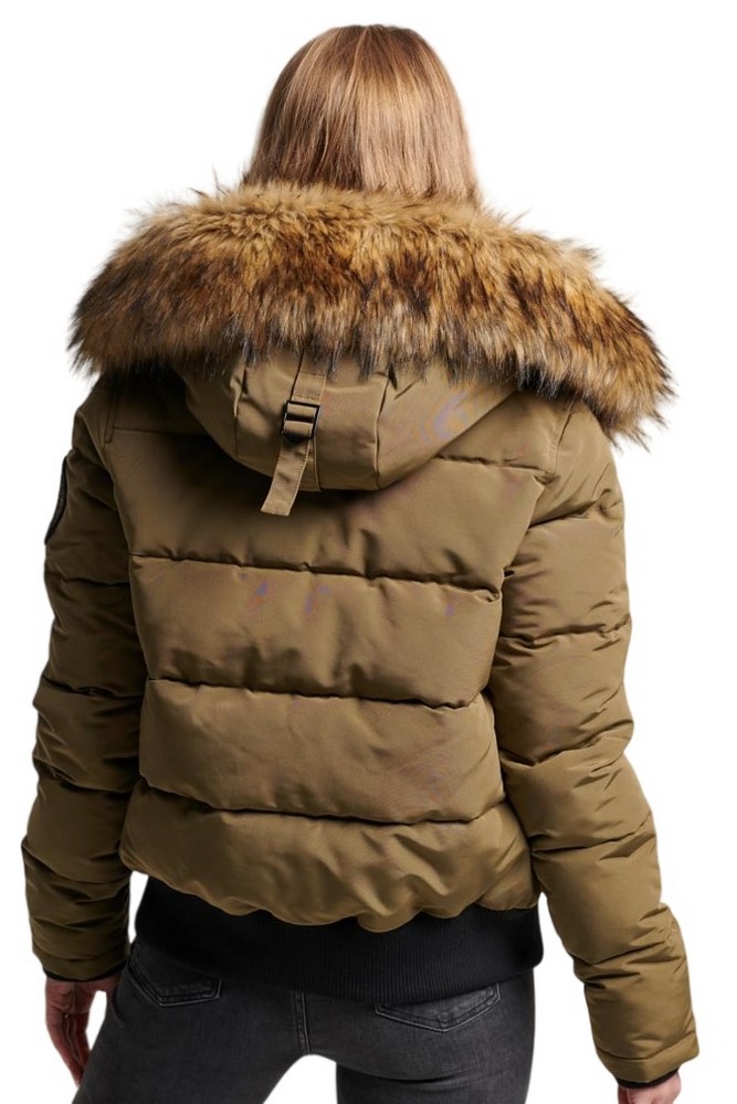 SUPERDRY D5 OVIN EVEREST HOODED PUFFER BOMBER ΜΠΟΥΦΑΝ ΓΥΝΑΙΚΕΙΟ OLIVE