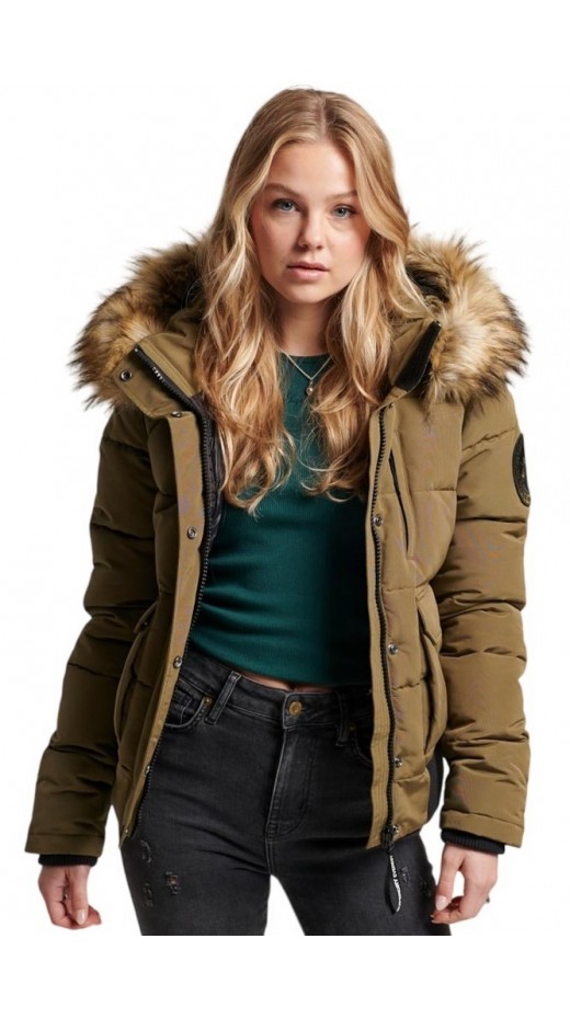 SUPERDRY D5 OVIN EVEREST HOODED PUFFER BOMBER ΜΠΟΥΦΑΝ ΓΥΝΑΙΚΕΙΟ OLIVE