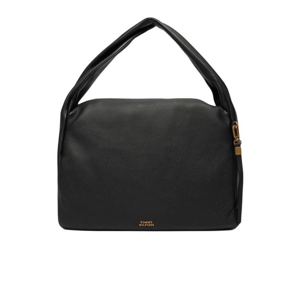 TOMMY HILFIGER CITY LEATHER HOBO ΤΣΑΝΤΑ ΓΥΝΑΙΚΕΙΑ BLACK