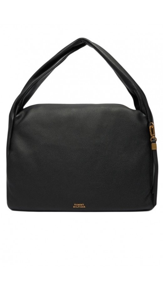 TOMMY HILFIGER CITY LEATHER HOBO ΤΣΑΝΤΑ ΓΥΝΑΙΚΕΙΑ BLACK