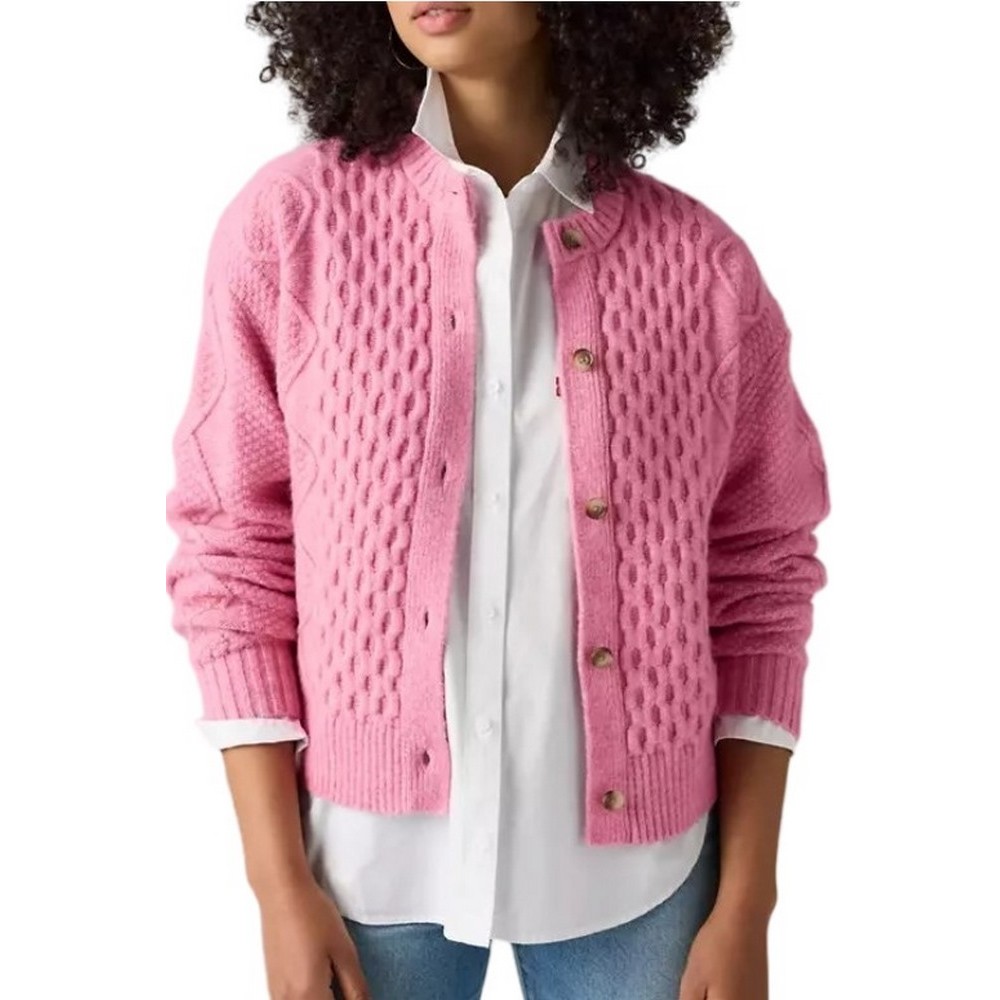 LEVIS CHARLOTTE CREWNECK CARDIGAN ΖΑΚΕΤΑ ΠΛΕΚΤΗ ΓΥΝΑΙΚΕΙΑ PINK