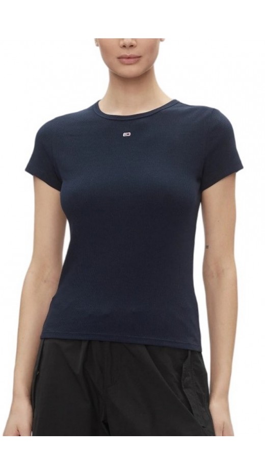 TOMMY JEANS SLIM ESSENTIAL RIB SS EXT T-SHIRT ΜΠΛΟΥΖΑ ΓΥΝΑΙΚΕΙΑ DARK NAVY
