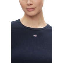 TOMMY JEANS SLIM ESSENTIAL RIB SS EXT T-SHIRT ΜΠΛΟΥΖΑ ΓΥΝΑΙΚΕΙΑ DARK NAVY