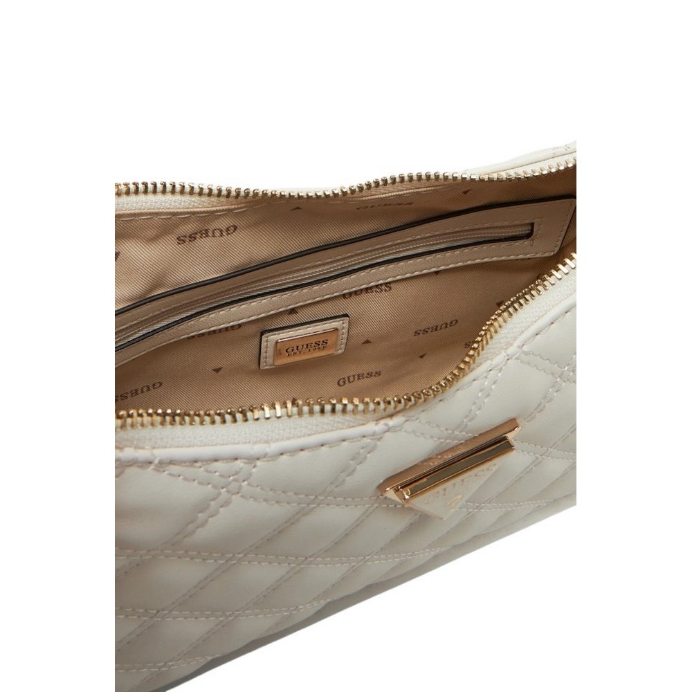GUESS GIULLY TOP ZIP SHOULDER BAG ΤΣΑΝΤΑ ΓΥΝΑΙΚΕΙΑ OFF WHITE