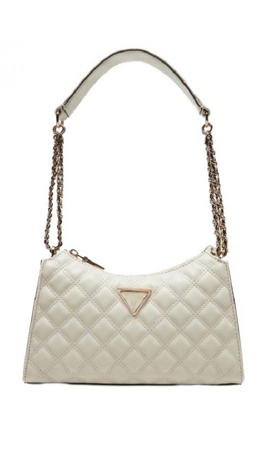 GUESS GIULLY TOP ZIP SHOULDER BAG ΤΣΑΝΤΑ ΓΥΝΑΙΚΕΙΑ OFF WHITE