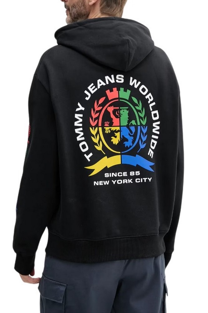 TOMMY JEANS RLX VARSITY CREST HOOD EXT ΦΟΥΤΕΡ ΑΝΔΡΙΚΟ BLACK
