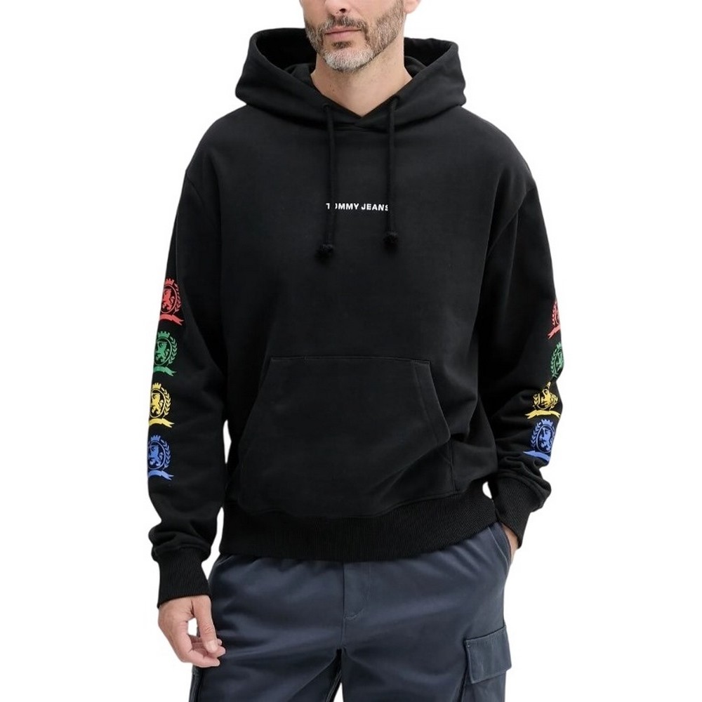 TOMMY JEANS RLX VARSITY CREST HOOD EXT ΦΟΥΤΕΡ ΑΝΔΡΙΚΟ BLACK