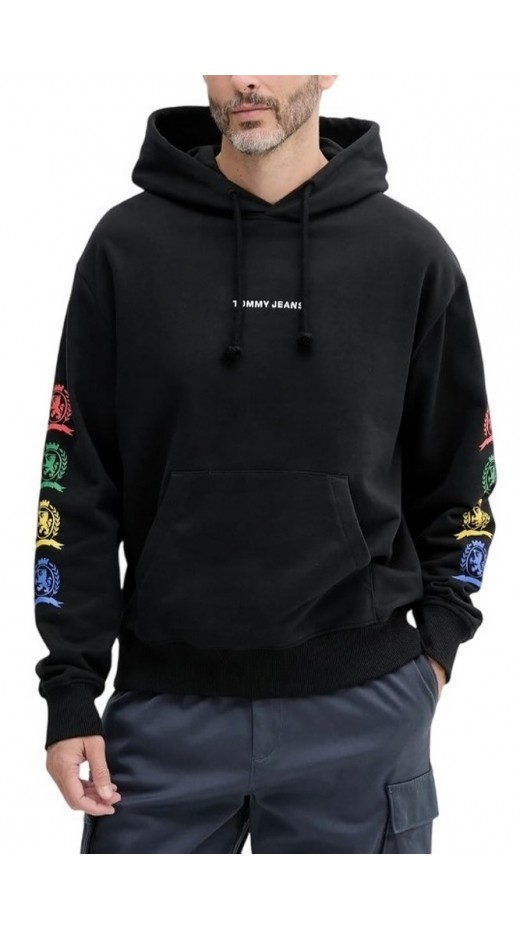 TOMMY JEANS RLX VARSITY CREST HOOD EXT ΦΟΥΤΕΡ ΑΝΔΡΙΚΟ BLACK