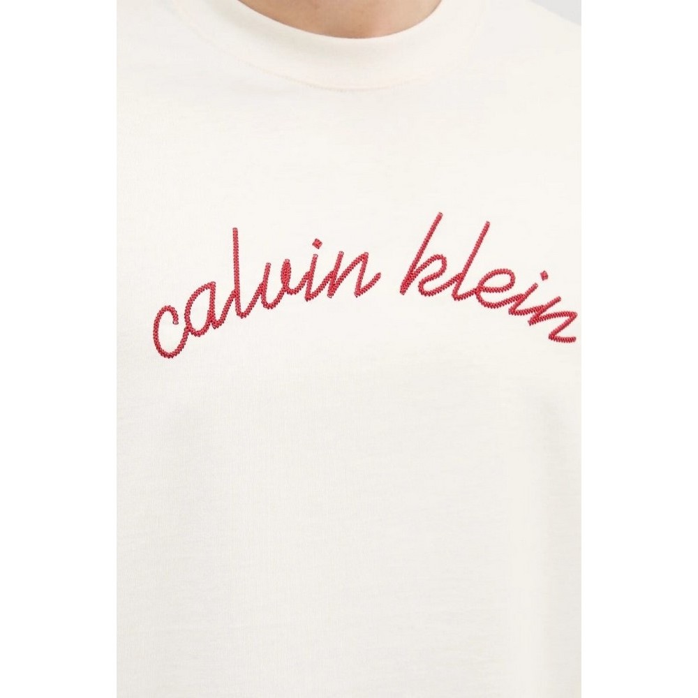 CALVIN KLEIN JEANS CNTR CHN STTCH 16 T-SHIRT ΜΠΛΟΥΖΑ ΑΝΔΡΙΚΗ OFF WHITE