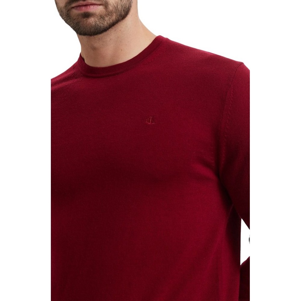 CALVIN KLEIN MERINO CREW ΜΠΛΟΥΖΑ ΠΛΕΚΤΗ ΑΝΔΡΙΚΗ WINE