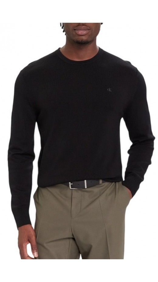 CALVIN KLEIN MERINO CREW ΜΠΛΟΥΖΑ ΠΛΕΚΤΗ ΑΝΔΡΙΚΗ BLACK