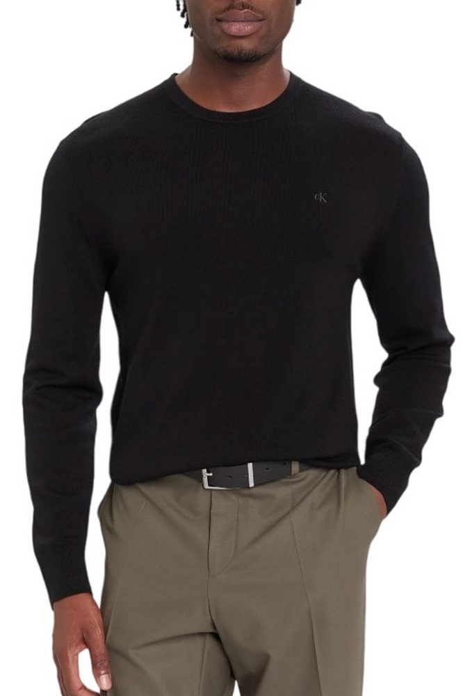 CALVIN KLEIN MERINO CREW ΜΠΛΟΥΖΑ ΠΛΕΚΤΗ ΑΝΔΡΙΚΗ BLACK