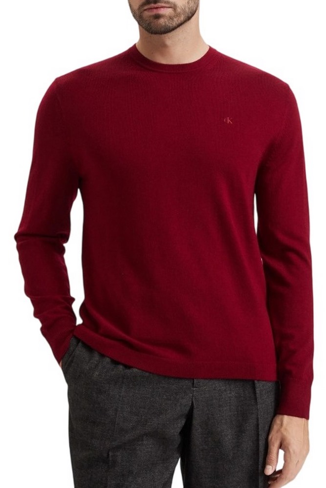 CALVIN KLEIN MERINO CREW ΜΠΛΟΥΖΑ ΠΛΕΚΤΗ ΑΝΔΡΙΚΗ WINE