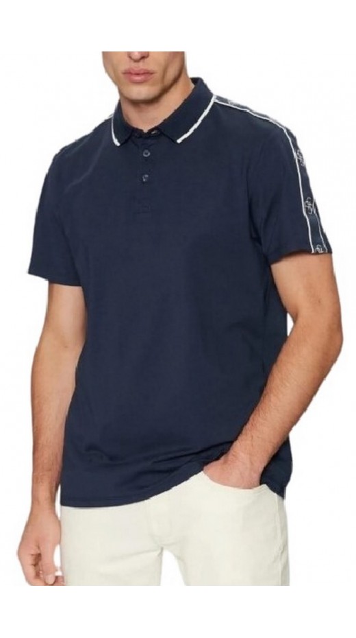 GUESS QUATTRO G TAPE POLO T-SHIRT ΜΠΛΟΥΖΑ ΑΝΔΡΙΚΗ NAVY