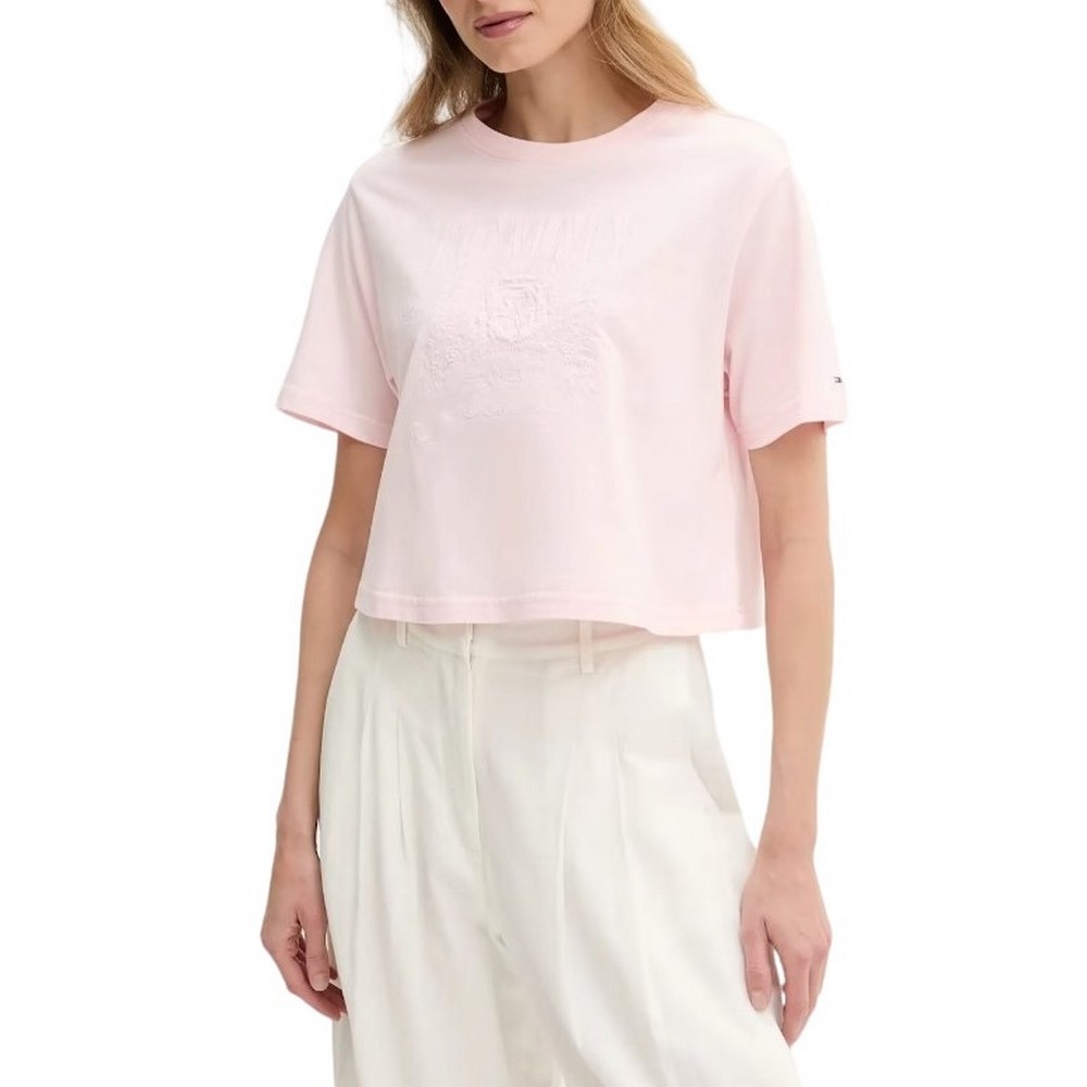 TOMMY JEANS  RLX SH TONAL CREST TEE T-SHIRT ΜΠΛΟΥΖΑ ΓΥΝΑΙΚΕΙΑ PINK