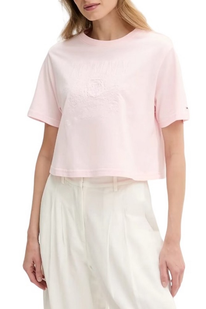 TOMMY JEANS  RLX SH TONAL CREST TEE T-SHIRT ΜΠΛΟΥΖΑ ΓΥΝΑΙΚΕΙΑ PINK