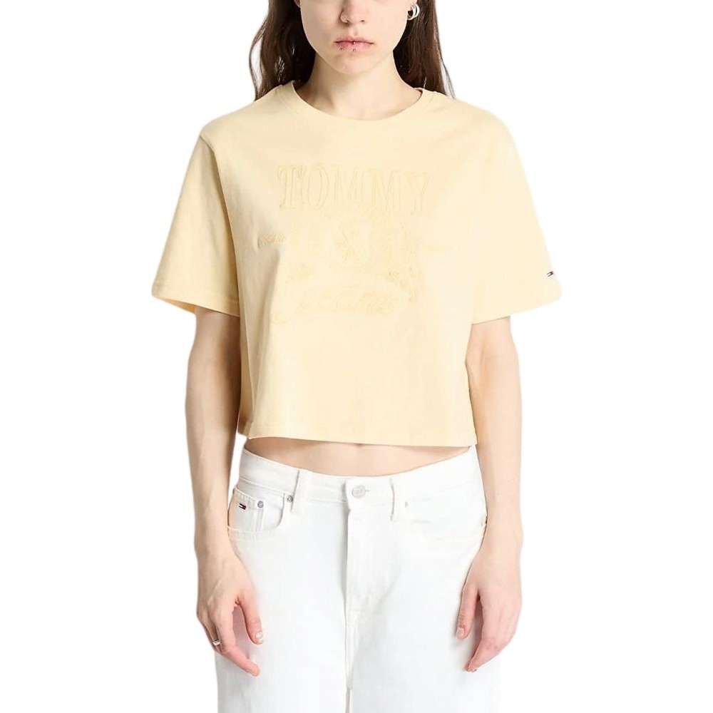 TOMMY JEANS  RLX SH TONAL CREST TEE T-SHIRT ΜΠΛΟΥΖΑ ΓΥΝΑΙΚΕΙΑ YELLOW