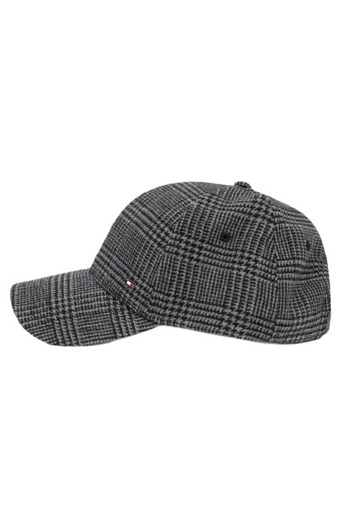 TOMMY HILFIGER CHECK 6 PANEL MELTON CAP ΚΑΠΕΛΟ ΑΝΔΡΙΚΟ GREY