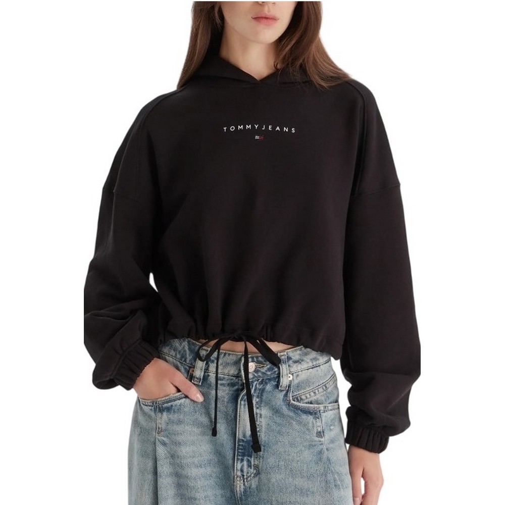 TOMMY JEANS  CRP LINEAR BLING HOODIE EXT ΦΟΥΤΕΡ ΜΠΛΟΥΖΑ ΓΥΝΑΙΚΕΙΑ BLACK
