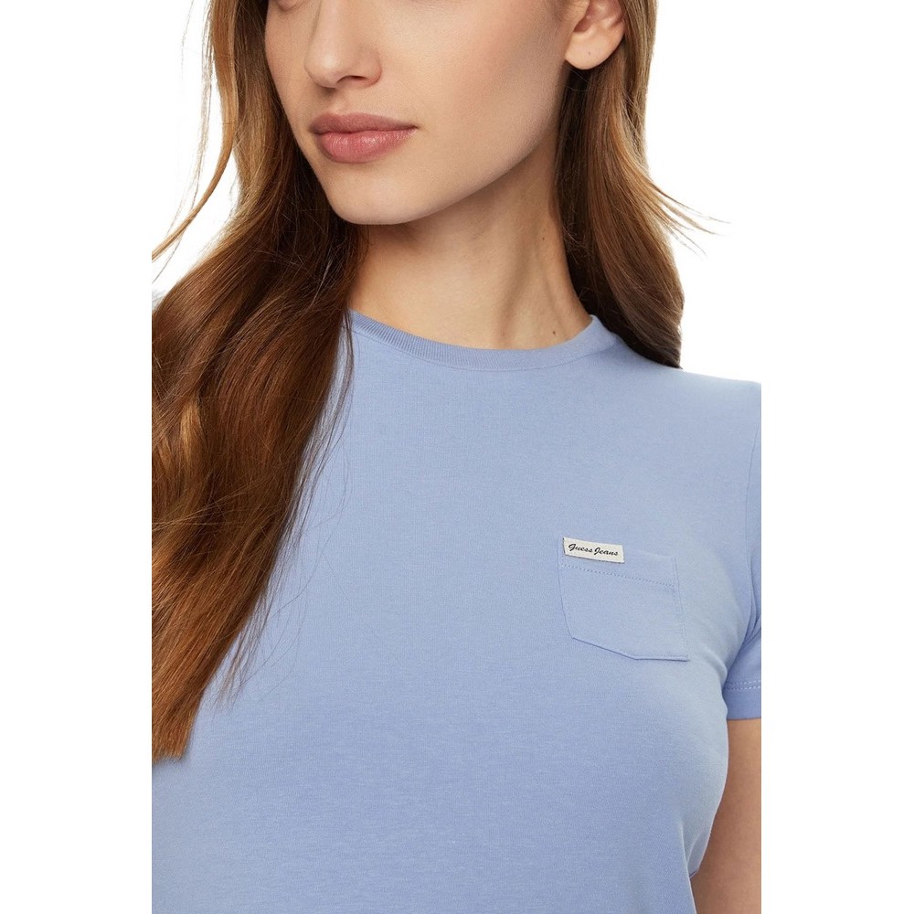 GUESS JEANS SS SLIM PKT TEE ΜΠΛΟΥΖΑ ΓΥΝΑΙΚΕΙΑ BLUE