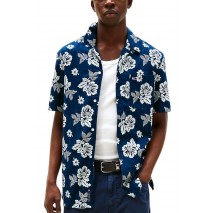 TOMMY JEANS  REG SLUB AOP SS SHIRT EXT ΠΟΥΚΑΜΙΣΟ ΑΝΔΡΙΚΟ NAVY