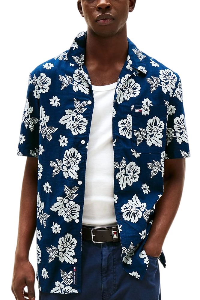 TOMMY JEANS  REG SLUB AOP SS SHIRT EXT ΠΟΥΚΑΜΙΣΟ ΑΝΔΡΙΚΟ NAVY