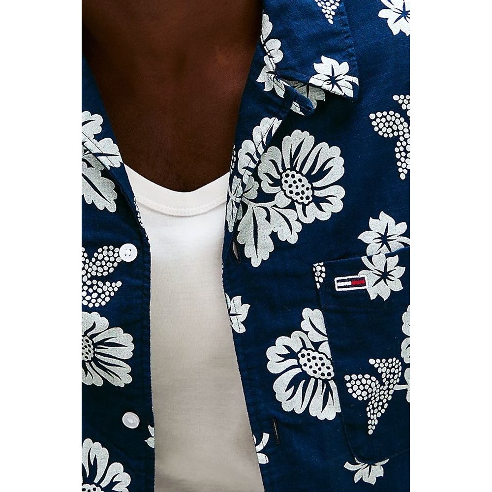 TOMMY JEANS  REG SLUB AOP SS SHIRT EXT ΠΟΥΚΑΜΙΣΟ ΑΝΔΡΙΚΟ NAVY